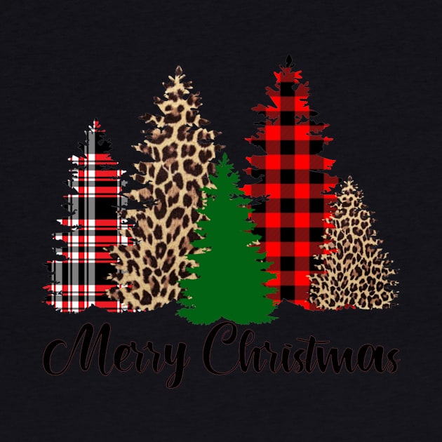 Mixed Patterns Christmas Trees Animal Print Tree Plaid Tree by StacysCellar